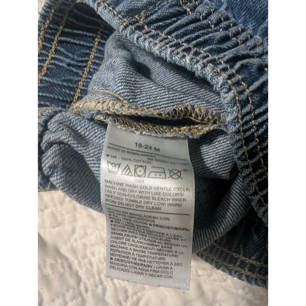 Old Navy Baby Girls 18-24M Wide Leg Jeans Elastic Waist Medium Wash Denim